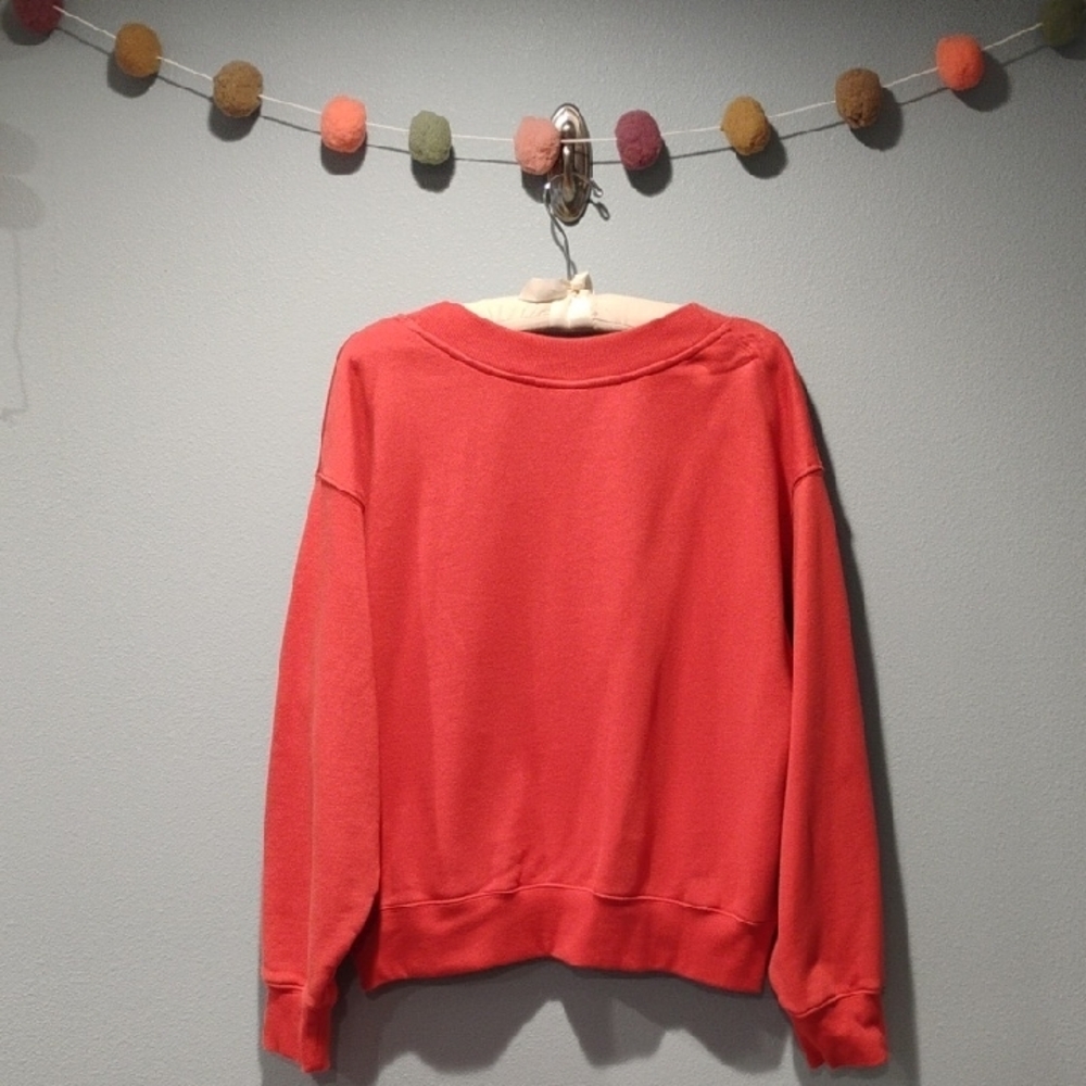 Reebok Coral-Red V-Neck Pullover Sweatshirt (XL) and Joggers (L) - Picture 2 of 6